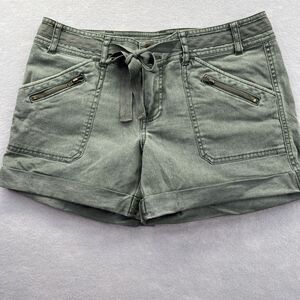 Copper Key Green Cuffed Shorts Juniors Size 7 Zip Pockets Belted